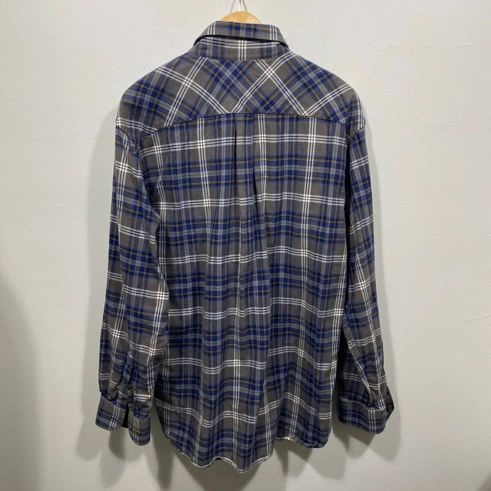 Tommy Hilfiger Blue Gray Plaid Button‎ Up Long Sleeve Casual Shirt Mens Large